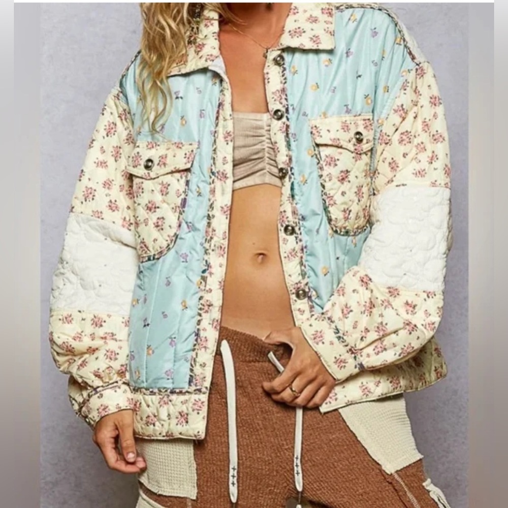 POL FLORAL PATCHWORK QUILTED JACKET SIZE S - Picture 2 of 3